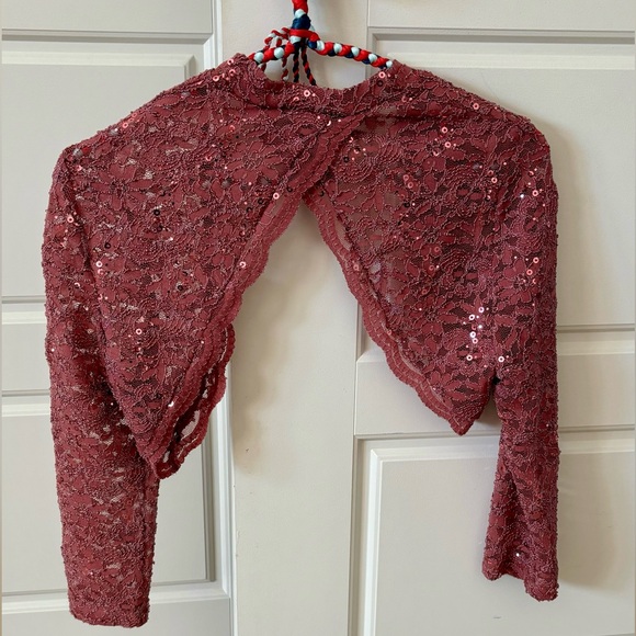 XXS cute pink lace shrug with sequines - Picture 2 of 5